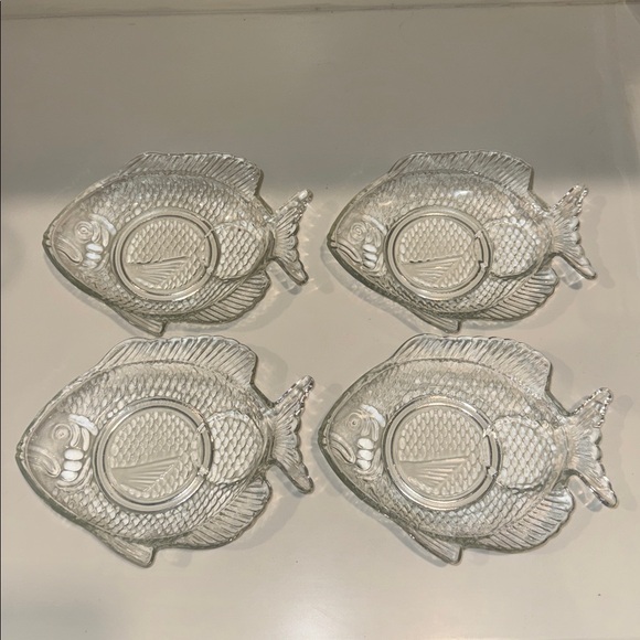 Arcoroc Other - Vintage Arcoroc Poisson Clear Glass Fish Shaped Appetizer Snack Plates Set of 4